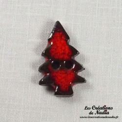 Bouton sapin rouge pomme d'amour en céramique