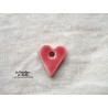Bouton coeur en céramique, couleur rose bonbon un trou
