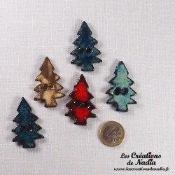 Bouton sapin bleu en céramique