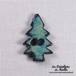 Bouton sapin turquoise en céramique