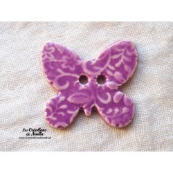 Bouton papillon couleur lilas en céramique