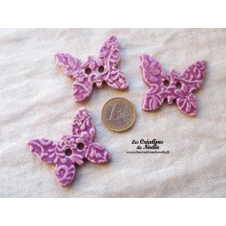 Bouton papillon couleur lilas en céramique