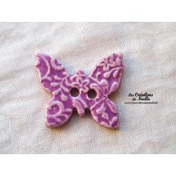 Bouton papillon couleur lilas en céramique
