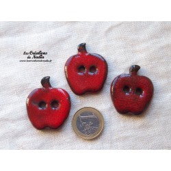 Bouton pomme rouge en céramique