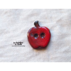 Bouton pomme rouge en céramique
