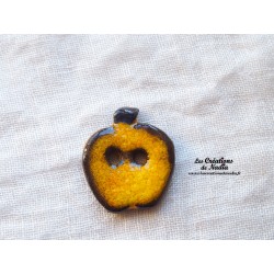 Bouton pomme jaune en céramique