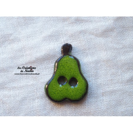 Bouton poire verte en céramique Bouton poire verte en céramique