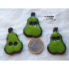 Bouton poire verte en céramique