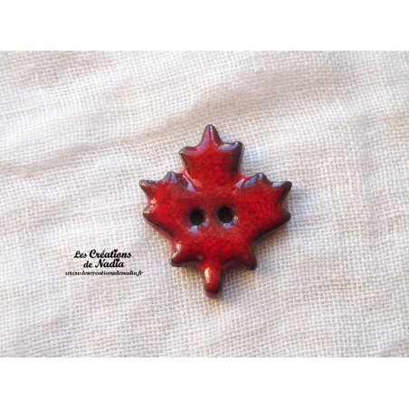 Bouton petite feuille d'érable rouge en céramique Bouton petite feuille d'érable rouge en céramique