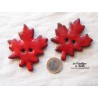 Bouton grande feuille d'érable rouge en céramique