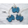 Colombe en céramique, couleur bleu canard impressions florales