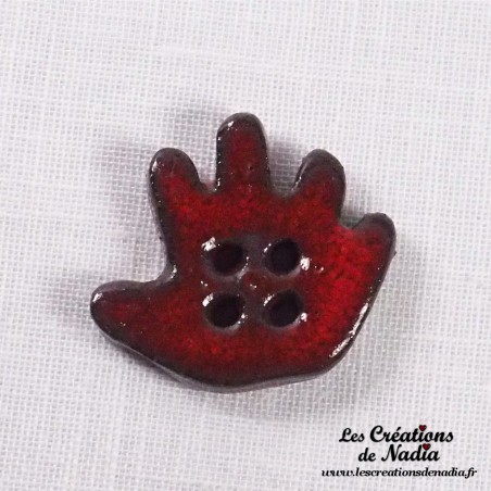 Bouton grande main droite rouge piment en céramique Bouton grande main droite rouge piment en céramique