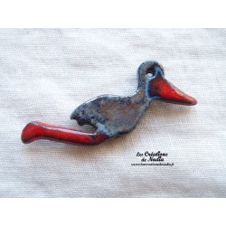 Magnet cigogne en vol couleur gris métal