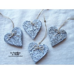 Coeur Katele en céramique, couleur Elsass café impression fleurs de cotton