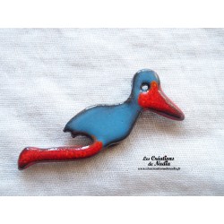 Magnet cigogne en vol couleur bleu canard