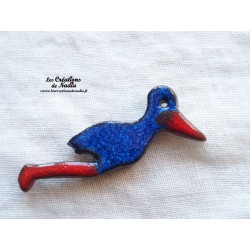 Magnet cigogne en vol couleur bleu nuit