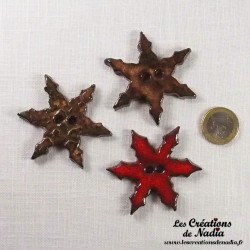 Bouton grand flocon en céramique, couleur rouge piment