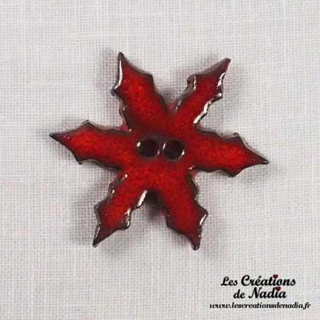 Bouton grand flocon en céramique, couleur rouge piment Bouton grand flocon en céramique, couleur rouge piment