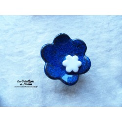 Poppies fleur en céramique pour les jardinières, grand modèle, couleur bleu nuit et blanc