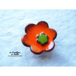Poppies fleur en céramique pour les jardinières, grand modèle, couleur orange et vert reinette