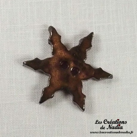 Bouton grand flocon en céramique, couleur crème brûlée
