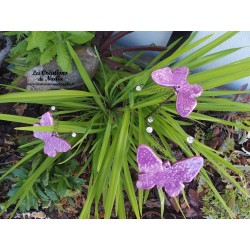 Lot de trois papillons en céramique pour les jardins et jardinières, couleur bleu nuit