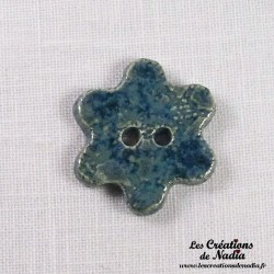 Bouton grande fleur en céramique, couleur bleu