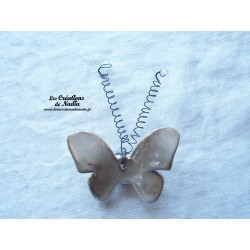Papillon en céramique pour les jardins et jardinières taille moyenne, couleur marron glacé