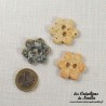 Bouton petite fleur en céramique, couleur bleu-gris marbré