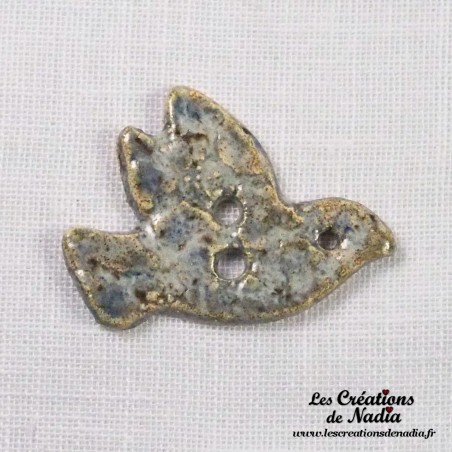 Bouton grande colombe bleu-gris marbré en céramique Bouton grande colombe bleu-gris marbré en céramique