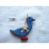 Petit canard en céramique, couleur bleu, à suspendre