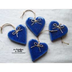 Coeur Katele en céramique, couleur bleu outremer, à accrocher