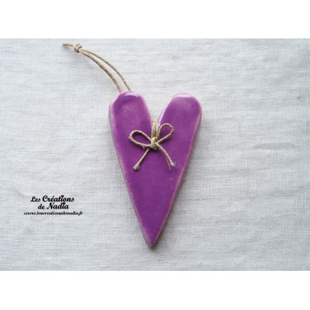 Coeu Suzel en céramique, couleur lilas, à suspendre Coeu Suzel en céramique, couleur lilas, à suspendre