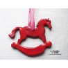 Grand cheval à bascule en céramique, couleur rouge piment