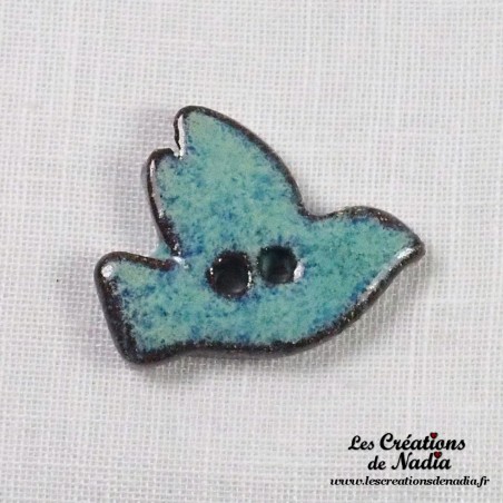 Bouton grande colombe  turquoise en céramique