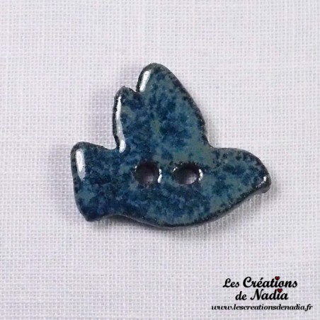 Bouton grande colombe bleu en céramique