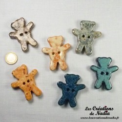 Bouton grand ourson crème brûlée en céramique