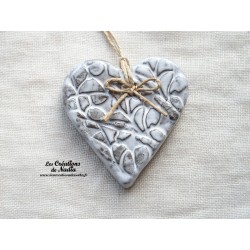 Coeur Katela en céramique, couleur Elsass café impressions, à accrocher