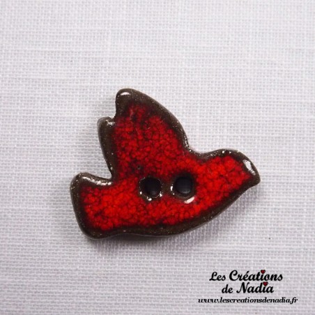 Bouton grande colombe en céramique, couleur rouge pomme d'amour Bouton grande colombe en céramique, couleur rouge pomme d'amour