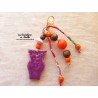 Grigri bijoux de sac porte clés hibou couleur lilas