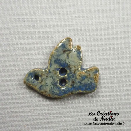 Bouton grande colombe bleu-gris marbré en céramique Bouton grande colombe bleu-gris marbré en céramique
