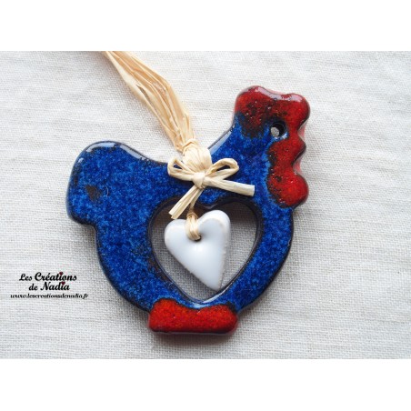 Poulette la poule en céramique couleur bleu nuit, à suspendre Poulette la poule en céramique couleur bleu nuit, à suspendre