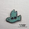 Bouton grande colombe  turquoise en céramique