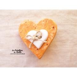 Broche coeur en céramique couleur pain d'épice