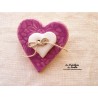Broche coeur en céramique couleur lilas