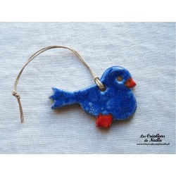 Oiseau Piou-Piou en céramique bleu outremer