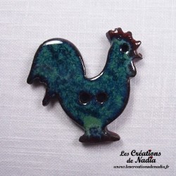 Bouton coq vert émeraude en céramique