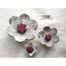 Poppies fleurs en céramique pour les jardinières, série de trois fleurs couleur Elsass café et vieux rose