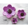 Poppies fleurs en céramique pour les jardinières, série de trois fleurs couleur lilas et noir