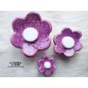Poppies fleurs en céramique pour les jardinières, série de trois fleurs couleur lilas et blanc